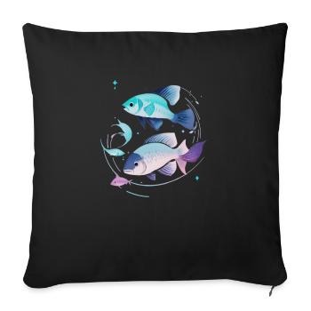 Poissons - Housse de coussin décorative 45 x 45 cm - noir - Devant