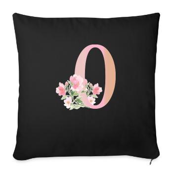 Letter O with flowers - Sofa pillowcase 17,3'' x 17,3'' (45 x 45 cm) - black - Front