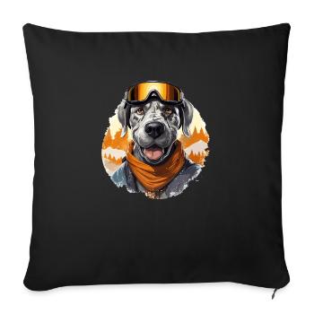 Great Dane Ski Tee: Defining Winter Adveture - Sofa pillowcase 17,3'' x 17,3'' (45 x 45 cm) - black - Front