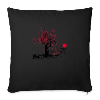 Sakura Flower | Cherry Blossom | Oriental Art - Sofa pillowcase 17,3'' x 17,3'' (45 x 45 cm) - black - Front