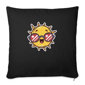Kawaii Chibi Sun Drawing - Sofa pillowcase 17,3'' x 17,3'' (45 x 45 cm) - black - Front