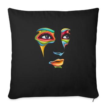 Beautiful female paint art Face colorful woman - Sofa pillowcase 17,3'' x 17,3'' (45 x 45 cm) - black - Front