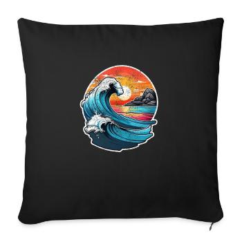 vague - été - vacances - vintage - Housse de coussin décorative 45 x 45 cm - noir - Devant