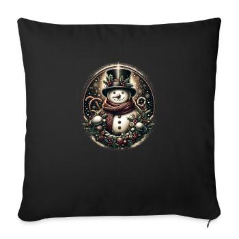 Snowman Christmas - Sofa pillowcase 17,3'' x 17,3'' (45 x 45 cm) - black - Front