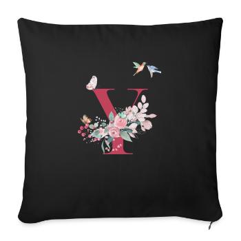 Letter y floral - gift idea - Sofa pillowcase 17,3'' x 17,3'' (45 x 45 cm) - black - Front