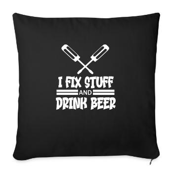 Je répare des trucs et je bois de la bière - Housse de coussin décorative 45 x 45 cm - noir - Devant