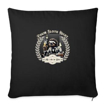 Poker Sloth Night - Faultier Poker Nacht - Sofa pillowcase 17,3'' x 17,3'' (45 x 45 cm) - black - Front