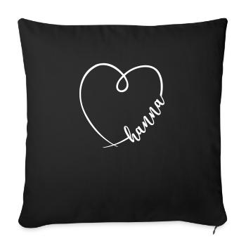 Hanna Name Calligraphy Heart - Sofa pillowcase 17,3'' x 17,3'' (45 x 45 cm) - black - Front