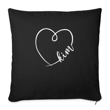 Kim Name Calligraphy Heart - Sofa pillowcase 17,3'' x 17,3'' (45 x 45 cm) - black - Front