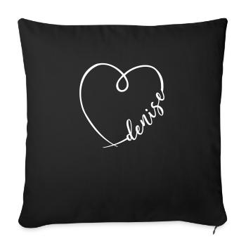 Denise Name Calligraphy Heart - Sofa pillowcase 17,3'' x 17,3'' (45 x 45 cm) - black - Front