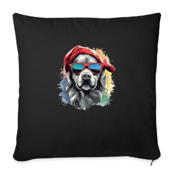 Magical Golden Retriever Christmas Dog in the Snow - Sofa pillowcase 17,3'' x 17,3'' (45 x 45 cm) - black - Front