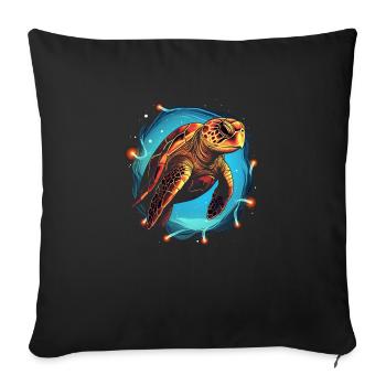 Sea Turtle Xmas Lights, Love turtles - Sofa pillowcase 17,3'' x 17,3'' (45 x 45 cm) - black - Front
