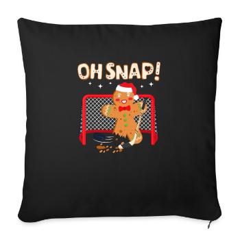 Hockey Goalie Funny Gingerbread Oh Snap Cookie - Housse de coussin décorative 45 x 45 cm - noir - Devant
