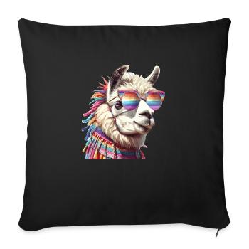 Llama in the rainbow - Sofa pillowcase 17,3'' x 17,3'' (45 x 45 cm) - black - Front
