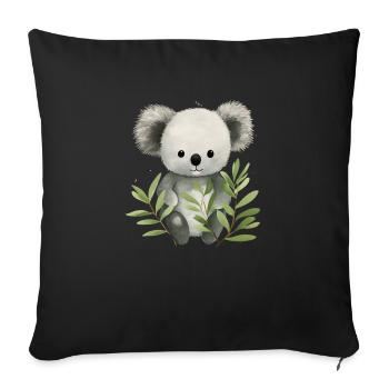 Charme câlin Cub : Bébé Koala Tee - Housse de coussin décorative 45 x 45 cm - noir - Devant