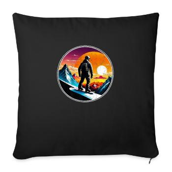 snowboard neige et ski - Housse de coussin décorative 45 x 45 cm - noir - Devant