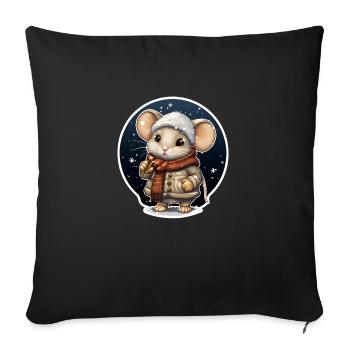 Winter mice - Sofa pillowcase 17,3'' x 17,3'' (45 x 45 cm) - black - Front