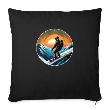 snowboard neige et ski - Housse de coussin décorative 45 x 45 cm - noir - Devant