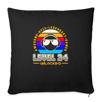 Level 24 - Sofa pillowcase 17,3'' x 17,3'' (45 x 45 cm) - black - Front