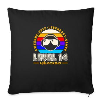Level 14 - Sofa pillowcase 17,3'' x 17,3'' (45 x 45 cm) - black - Front