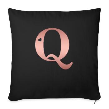 letter Q rose gold - Sofa pillowcase 17,3'' x 17,3'' (45 x 45 cm) - black - Front