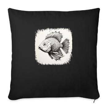 fish hook animation boat fishes present rod happy - Sofakissenbezug 45 x 45 cm - Schwarz - Vorne