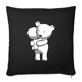 Ours en peluche avec enfant au look griffonné - Housse de coussin décorative 45 x 45 cm - noir - Devant