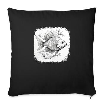 Funny Fishing Animals Fish Adventure Cool - Sofa pillowcase 17,3'' x 17,3'' (45 x 45 cm) - black - Front