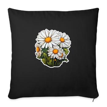 Daisies 5 flowers - Sofa pillowcase 17,3'' x 17,3'' (45 x 45 cm) - black - Front