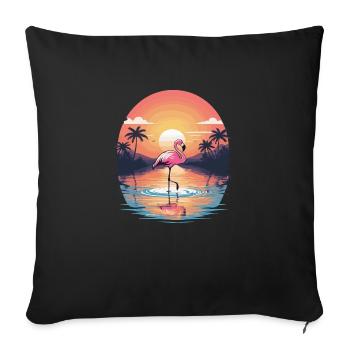 Sunset Flamingo - Sofa pillowcase 17,3'' x 17,3'' (45 x 45 cm) - black - Front