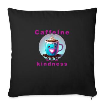 Loving coffee mug with message "Caffeine and kin - Sofa pillowcase 17,3'' x 17,3'' (45 x 45 cm) - black - Front