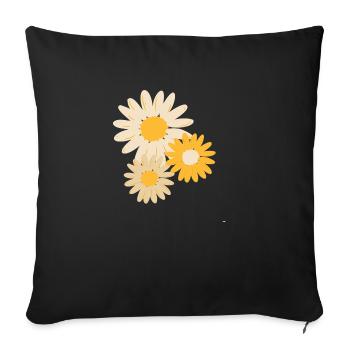 Fleurs jaunes - Housse de coussin décorative 45 x 45 cm - noir - Devant