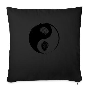 Yin Yang Heart Brain - Sofa pillowcase 17,3'' x 17,3'' (45 x 45 cm) - black - Front