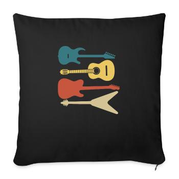 guitare rétro vintage - Housse de coussin décorative 45 x 45 cm - noir - Devant
