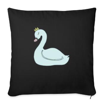 Swan light blue - Sofa pillowcase 17,3'' x 17,3'' (45 x 45 cm) - black - Front