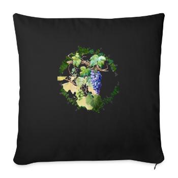 Feuilles de vignes avec raisins blanc et noir - Housse de coussin décorative 45 x 45 cm - noir - Devant
