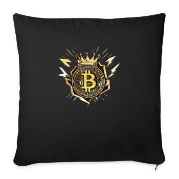 Le roi Bitcoin avec des éclairs - Housse de coussin décorative 45 x 45 cm - noir - Devant