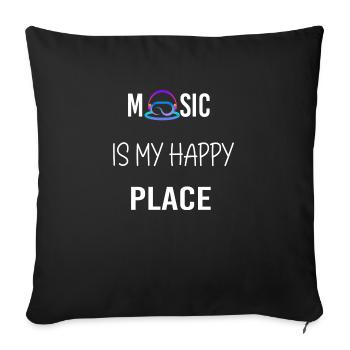 Music is my happy place - Sofa pillowcase 17,3'' x 17,3'' (45 x 45 cm) - black - Front