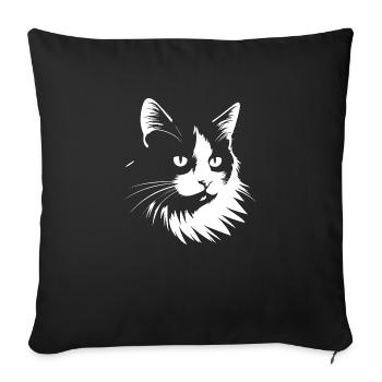 Cat, cat motif - Sofa pillowcase 17,3'' x 17,3'' (45 x 45 cm) - black - Front