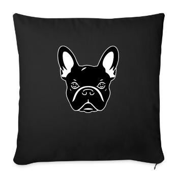 Französische Bulldogge - Sofakissenbezug 45 x 45 cm - Schwarz - Vorne