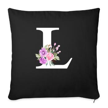Purple Floral Letter L - Sofa pillowcase 17,3'' x 17,3'' (45 x 45 cm) - black - Front