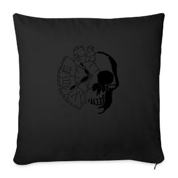 Schädel mit Uhr - Sofakissenbezug 45 x 45 cm - Schwarz - Vorne
