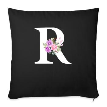 Purple Floral Letter R - Sofa pillowcase 17,3'' x 17,3'' (45 x 45 cm) - black - Front