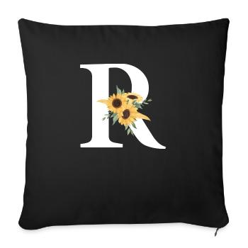 Letter r floral sunflower - Sofa pillowcase 17,3'' x 17,3'' (45 x 45 cm) - black - Front