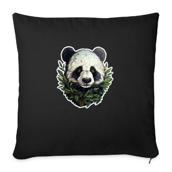 Panda peeking out of leaves - Sofa pillowcase 17,3'' x 17,3'' (45 x 45 cm) - black - Front