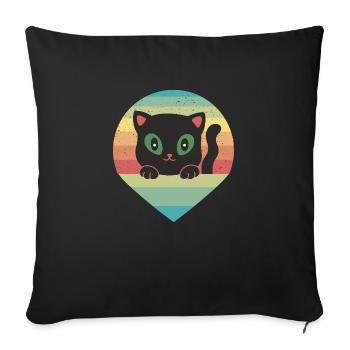 Retro Cat 80s - Sofa pillowcase 17,3'' x 17,3'' (45 x 45 cm) - black - Front