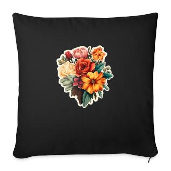Bouquet of flowers colorful - Sofa pillowcase 17,3'' x 17,3'' (45 x 45 cm) - black - Front