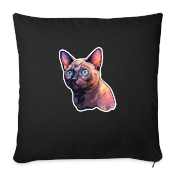 Chat birman - Housse de coussin décorative 45 x 45 cm - noir - Devant