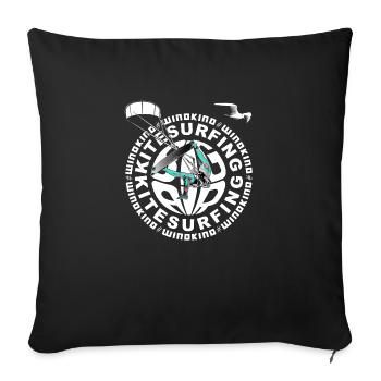 Kitesurf - Housse de coussin décorative 45 x 45 cm - noir - Devant