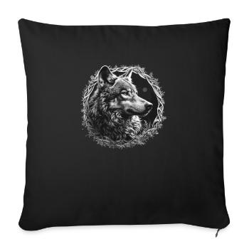 Wolf Wikinger Kelten Fenriswolf Fenris - Sofakissenbezug 45 x 45 cm - Schwarz - Vorne